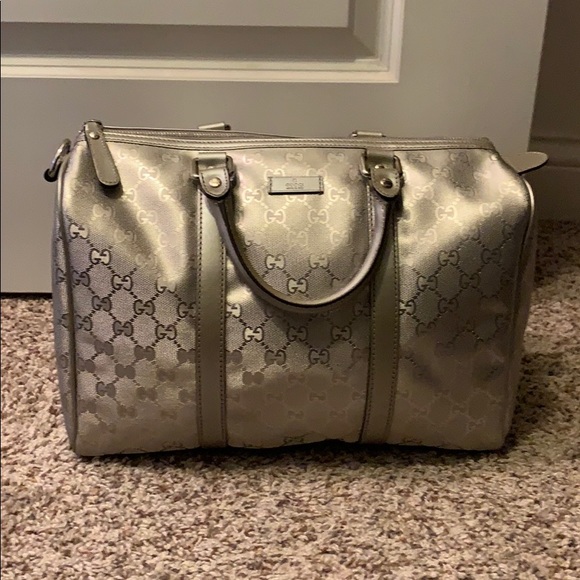 Authentic!!! Metallic Silver Gucci Boston Bag!!!!